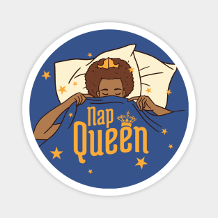 Funny Nap Queen Cartoon Black Girl // Sleepyhead Magnet